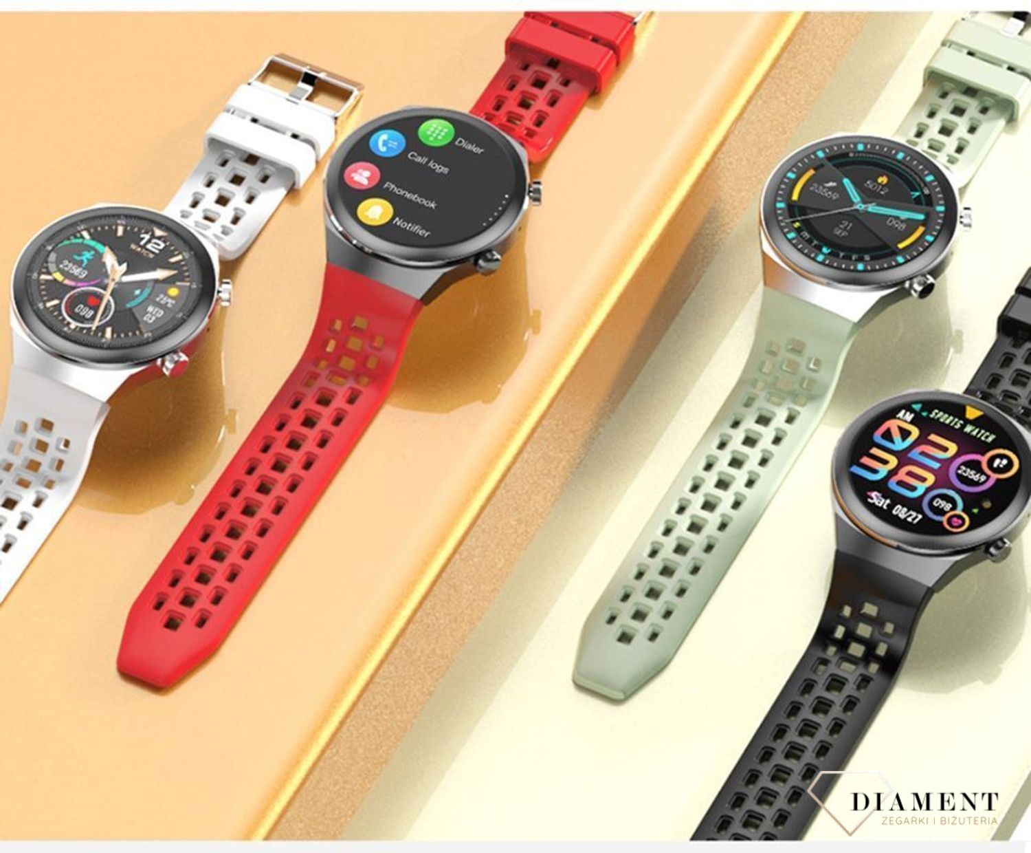 Smartwatch męski na białym pasku Rubicon RNCE68. Bluetooth. Zdalne rozmowy przez zegarek  (2).jpg